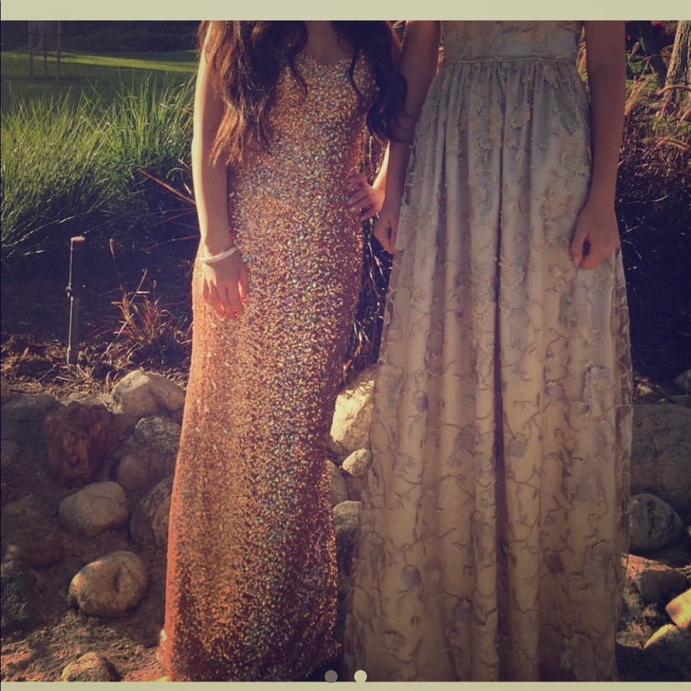 Rose gold dress for prom, formal, or ball